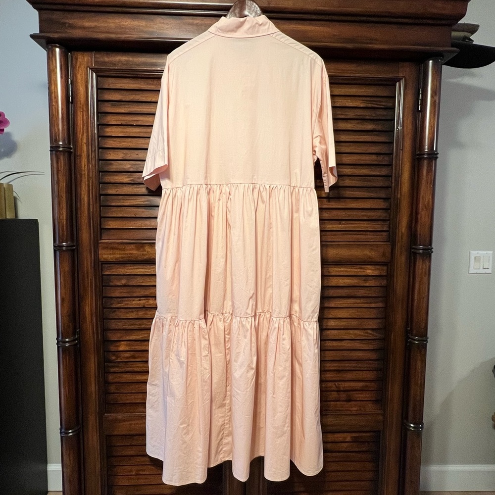 Mable Elegant Peachy/Pink Button-Down peasant Midi Dress Women’s Size Small. - Picture 2 of 10